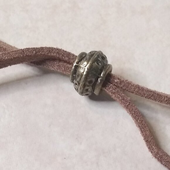 NEW! Rustic Bronze Cow or Bull Head Skull Pendant w. Adjustable Faux Suede Cord - Picture 6 of 8